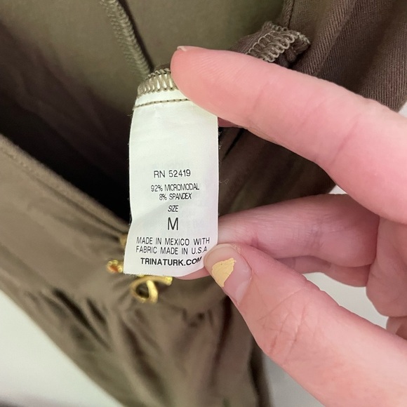 Trina Turk Olive Coverup Dress with Gold Accent - Picture 6 of 8